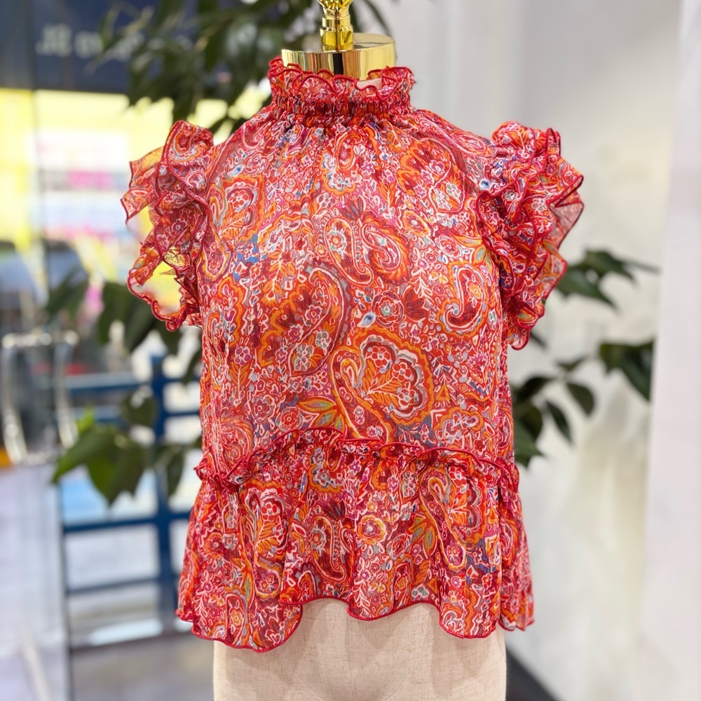 Pink Flutter Sleeve Ruffled Peplum Blouse